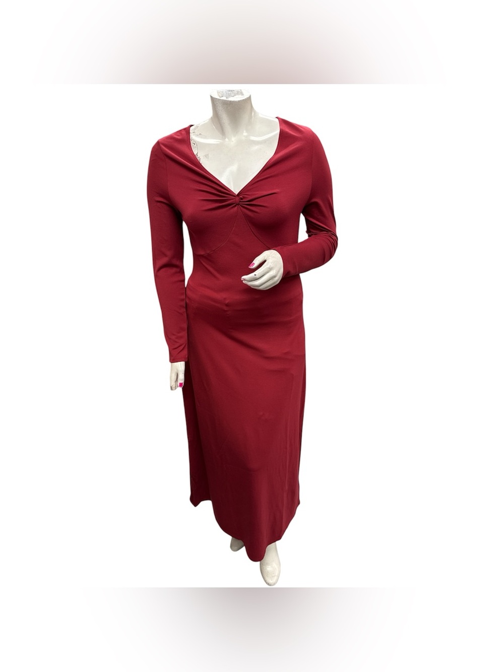 HALARA NWT Long Sleeve Twist-Front Maxi Dress - Deep Red Size L
